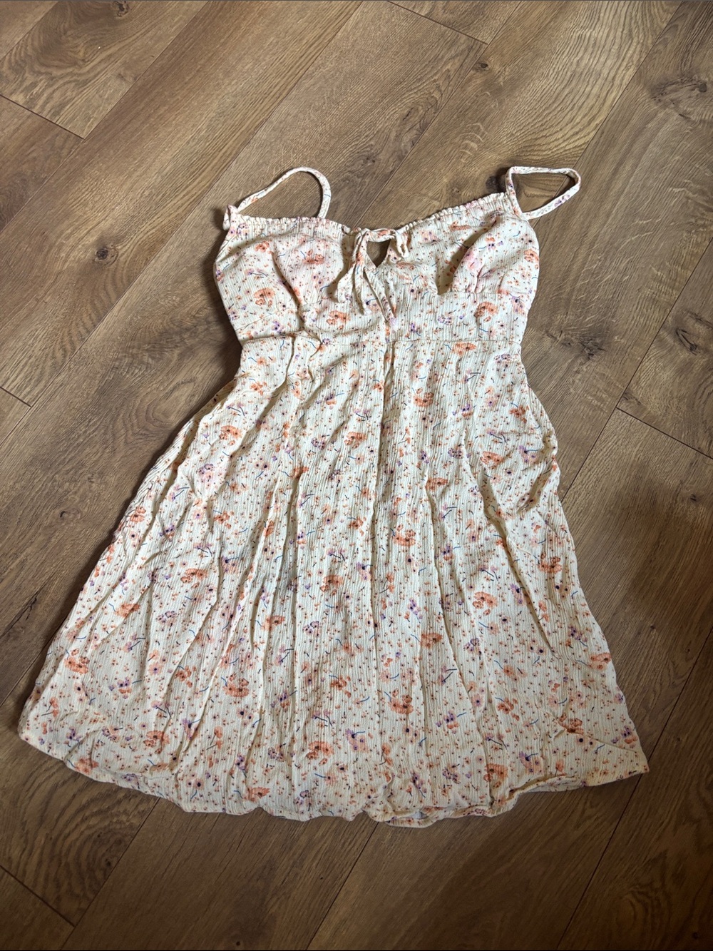 Floral Tie-Front Spaghetti Strap Dress in Light Yellow